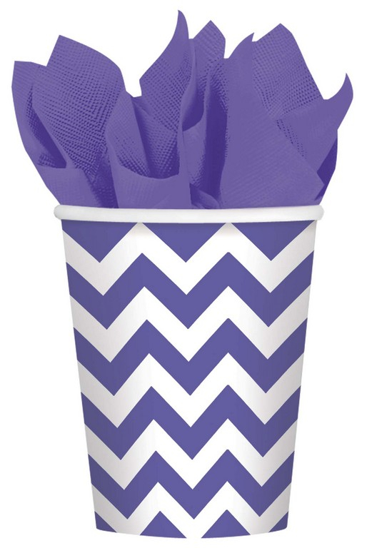 Chevron 266ml Paper Cups New Purple