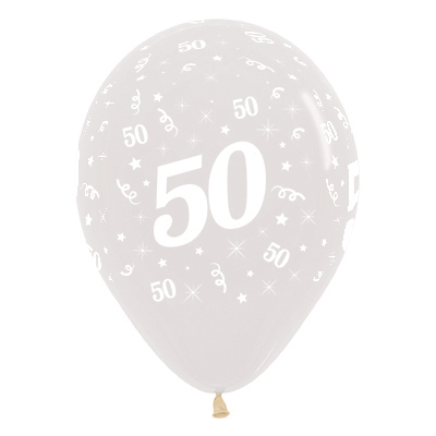 Sempertex 30cm Age 50 Crystal Clear Latex Balloons, 6PK