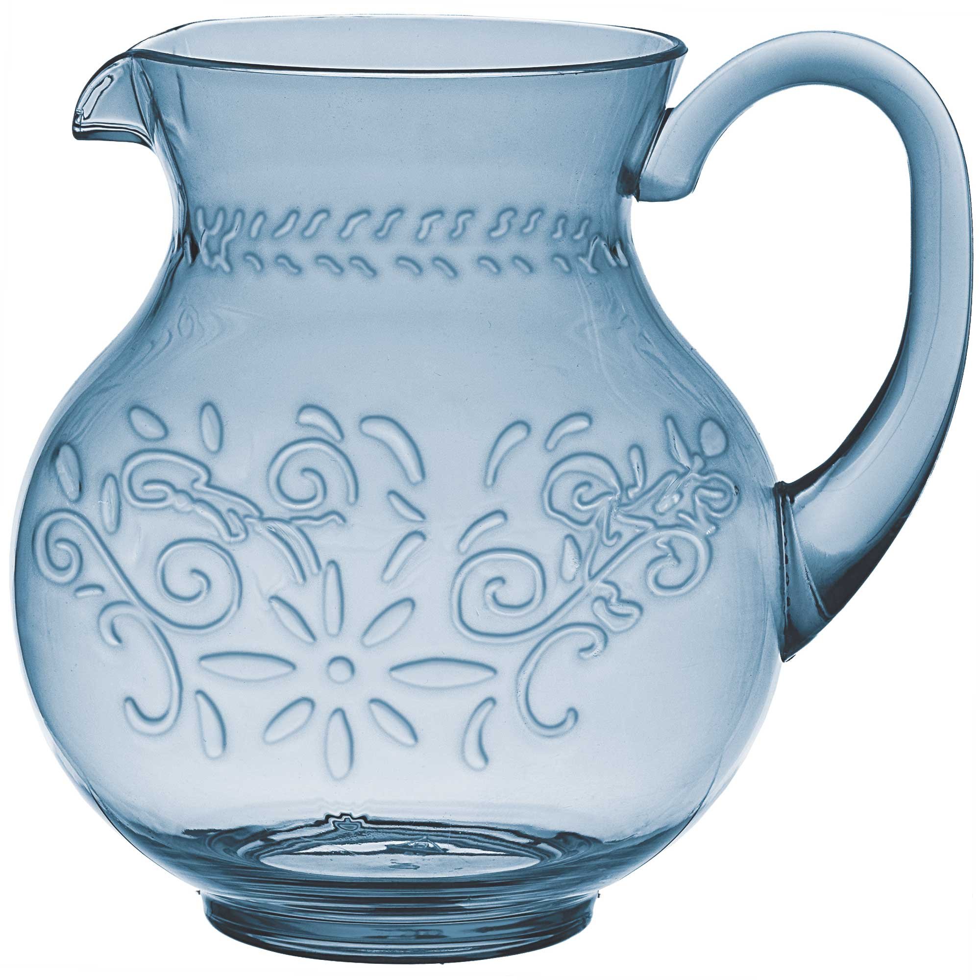 Premium Embossed Blue Floral Pitcher Jug