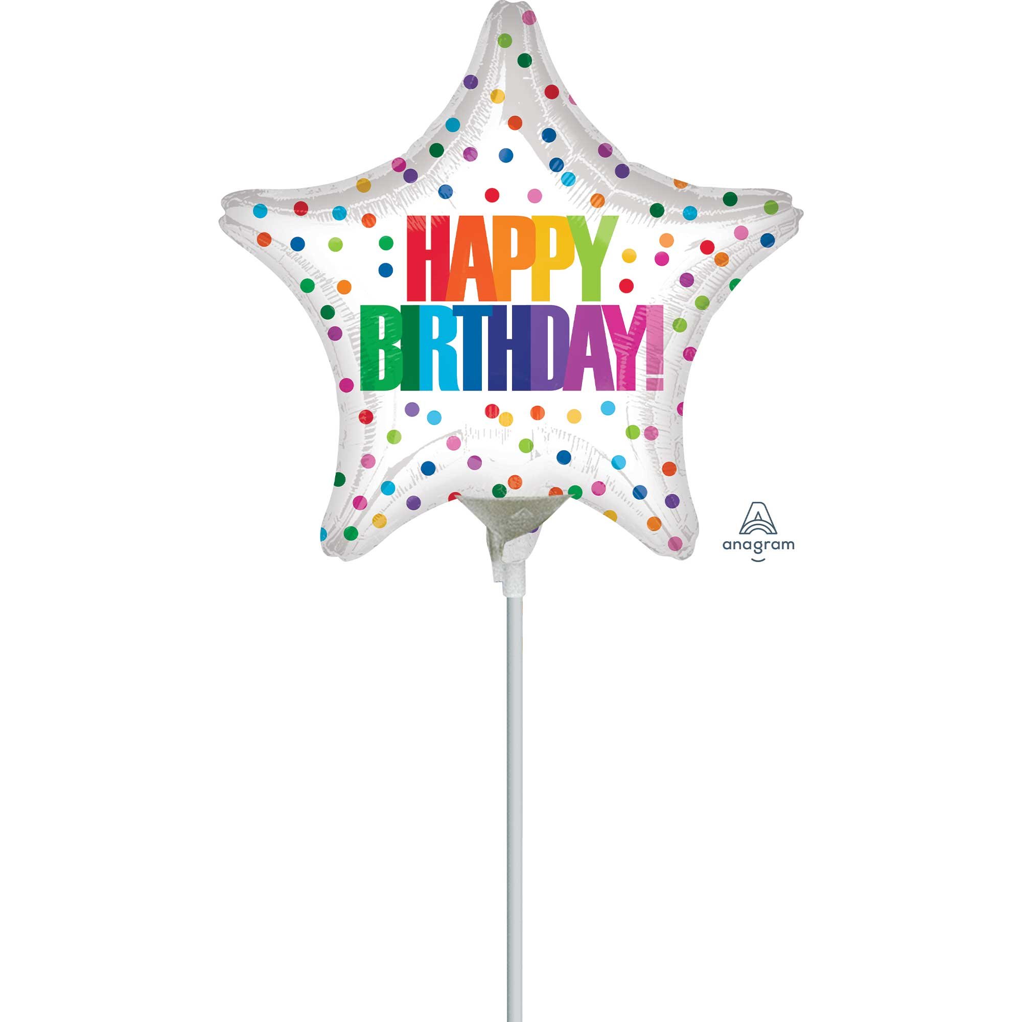 22cm Inflated Happy Birthday Colour Dots A15