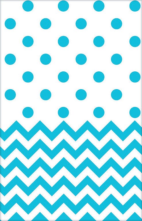 Chevron Plastic Tablecover Caribbean Blue