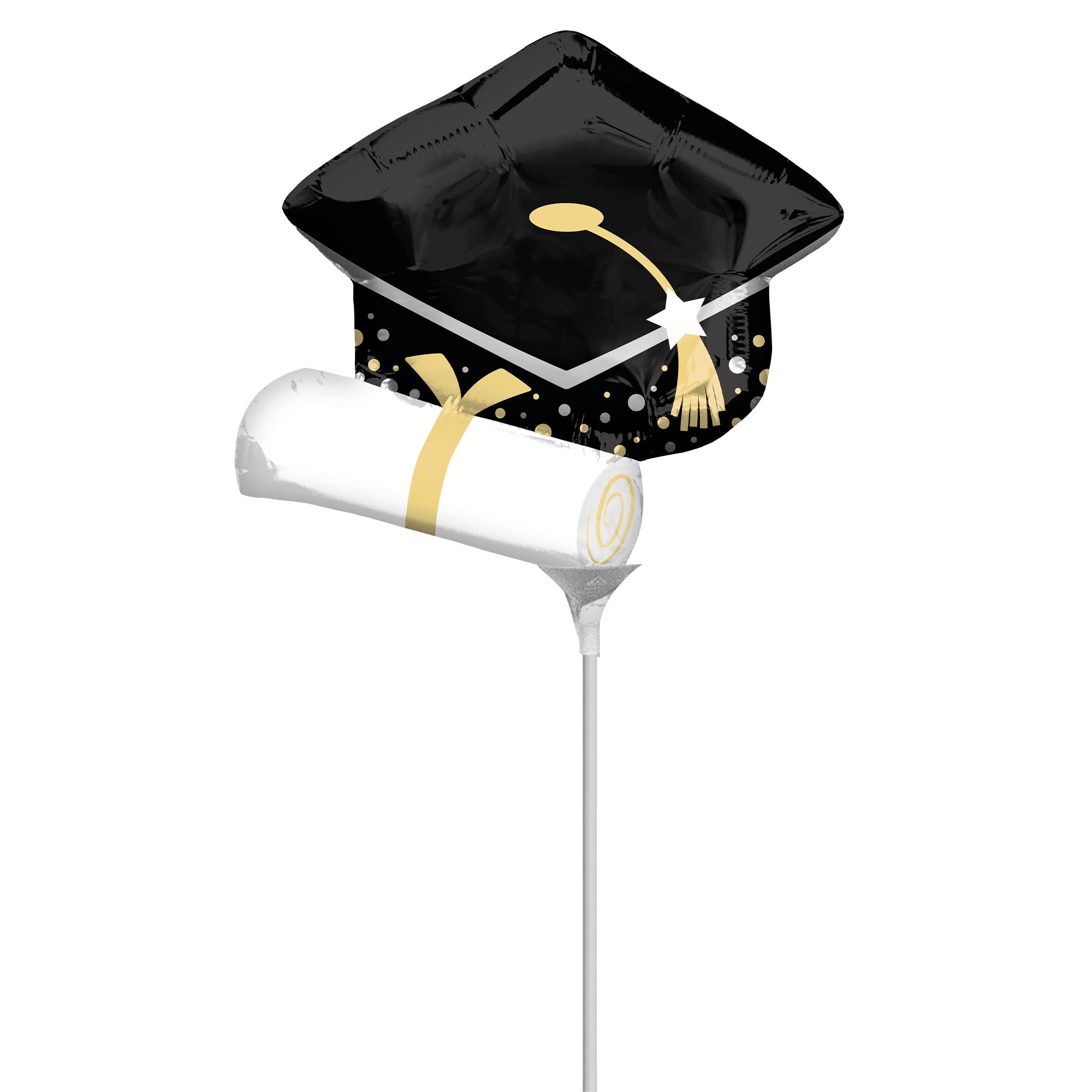 Mini Shape Inflated Black Grad Cap & White Diploma A30