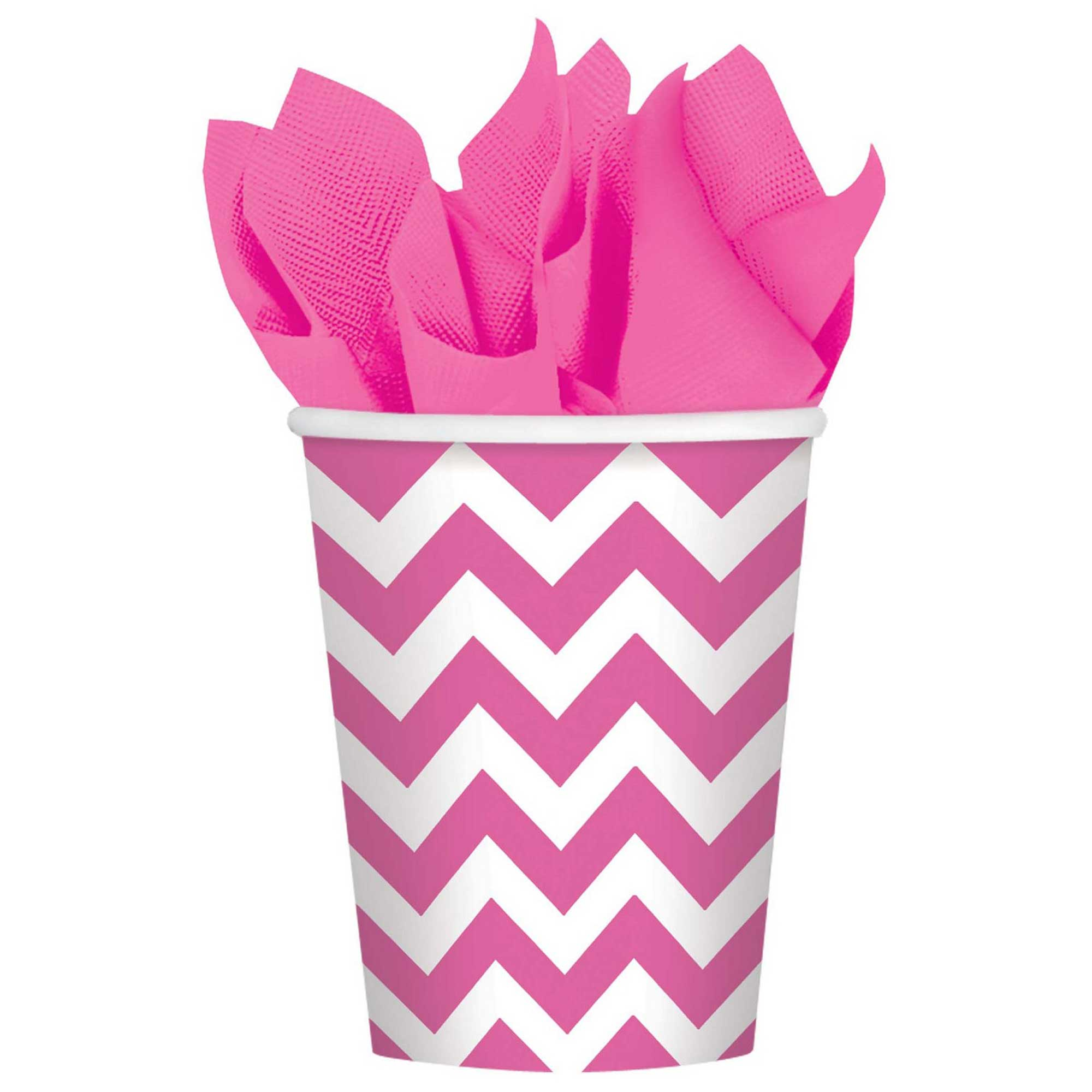 Chevron 266ml Paper Cups New Pink