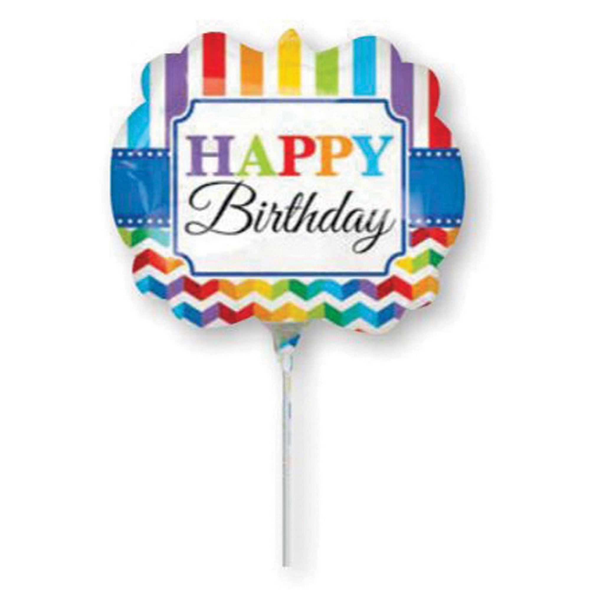 Mini Shape Inflated Happy Birthday Bright Stripe & Chevron A30