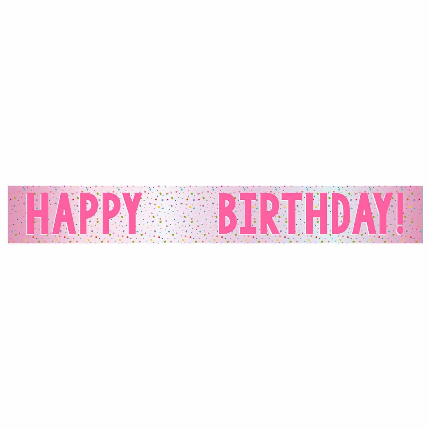 Customisable Banner Happy Birthday Pink Add-An-Age Foil 1.8m
