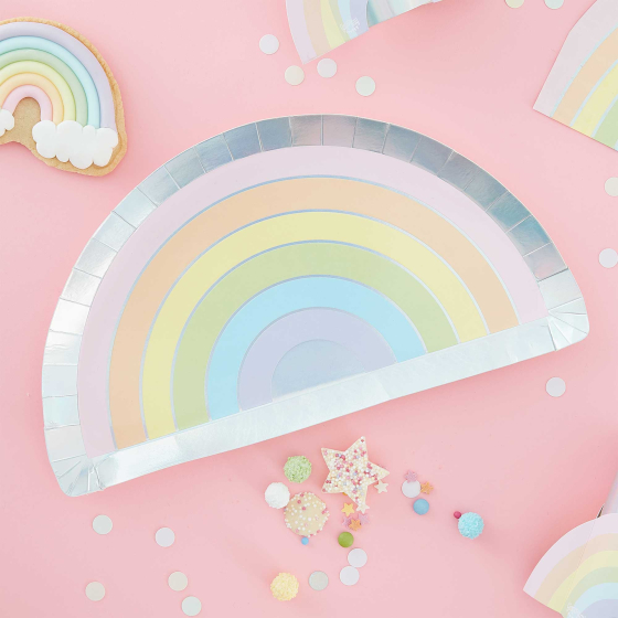 Pastel Party Rainbow Paper Plates