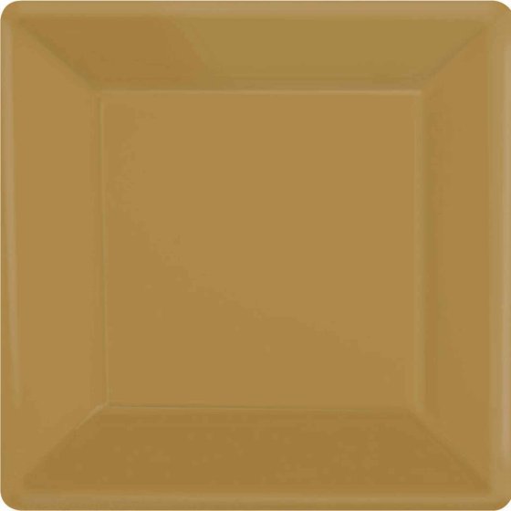 Paper Plates 17cm Square 20CT-Gold