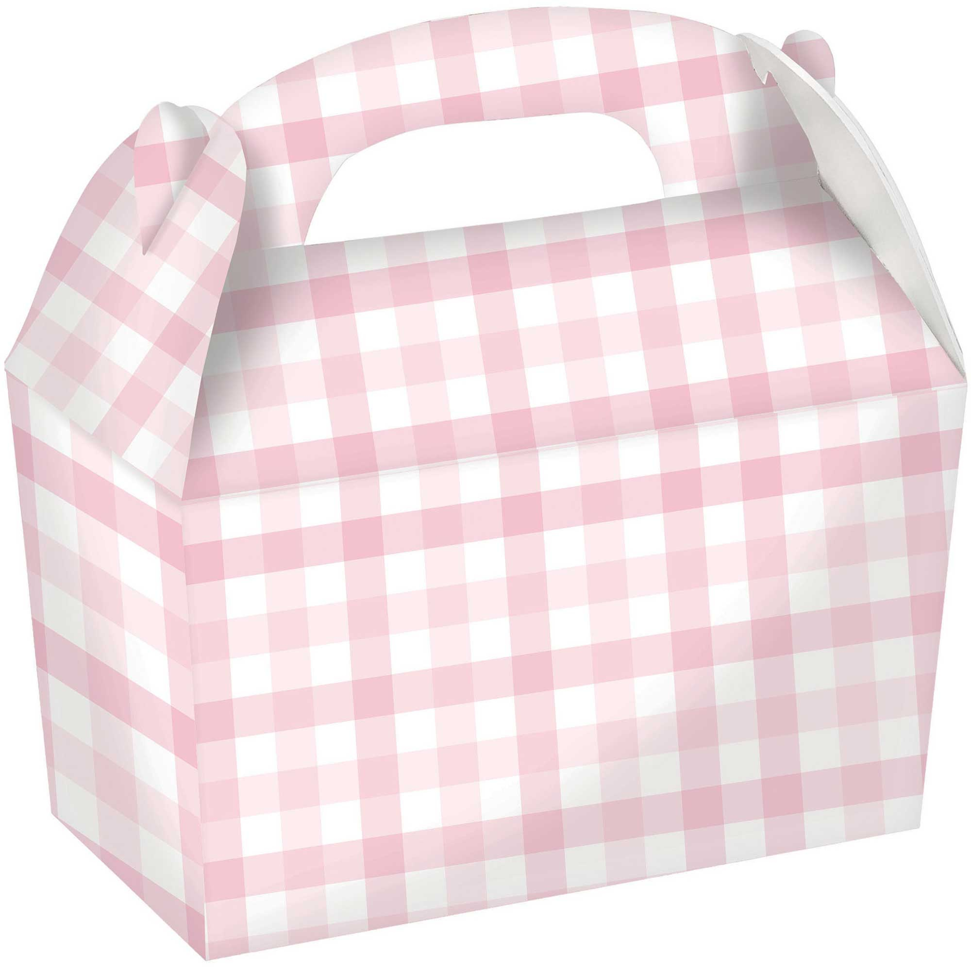 Gingham Paper Treat Box Pastel Pink