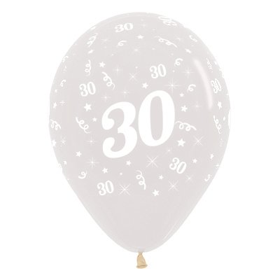 Sempertex 30cm Age 30 Crystal Clear Latex Balloons, 25PK