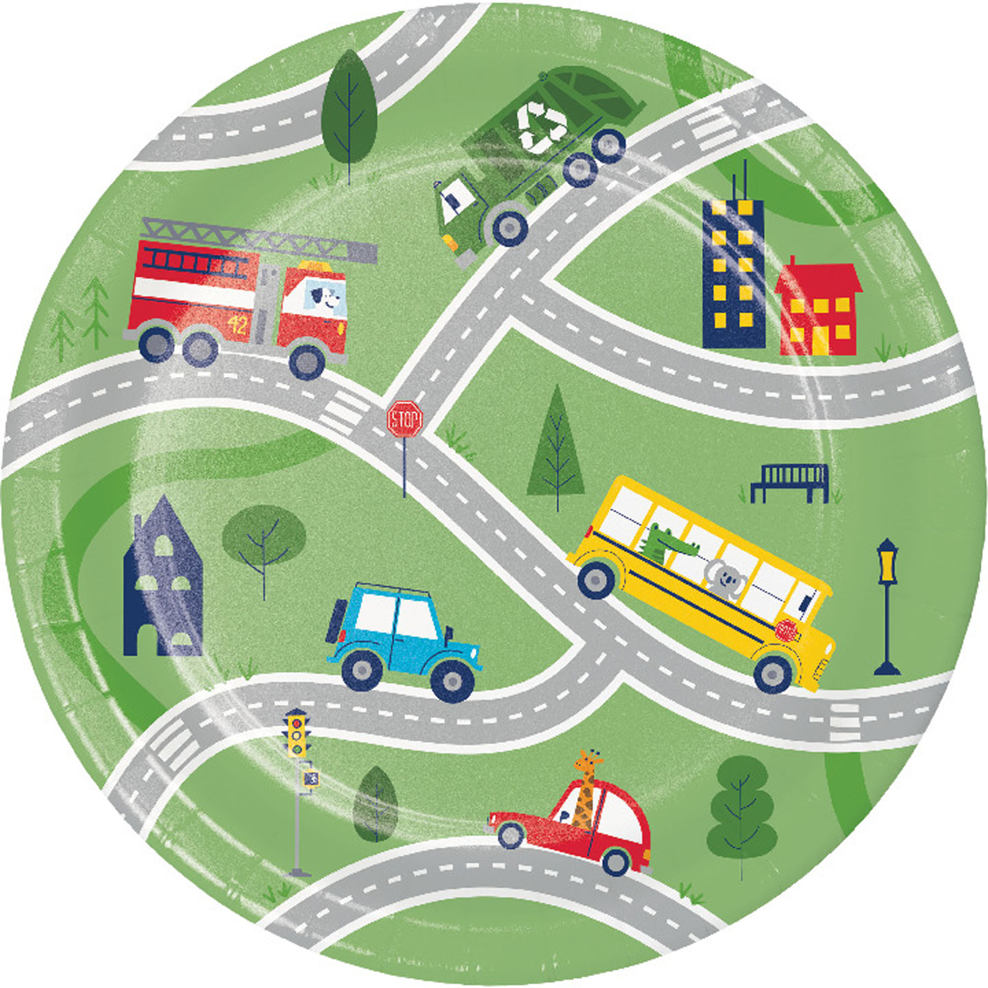 Transportation Time 17cm Paper Plates NPC