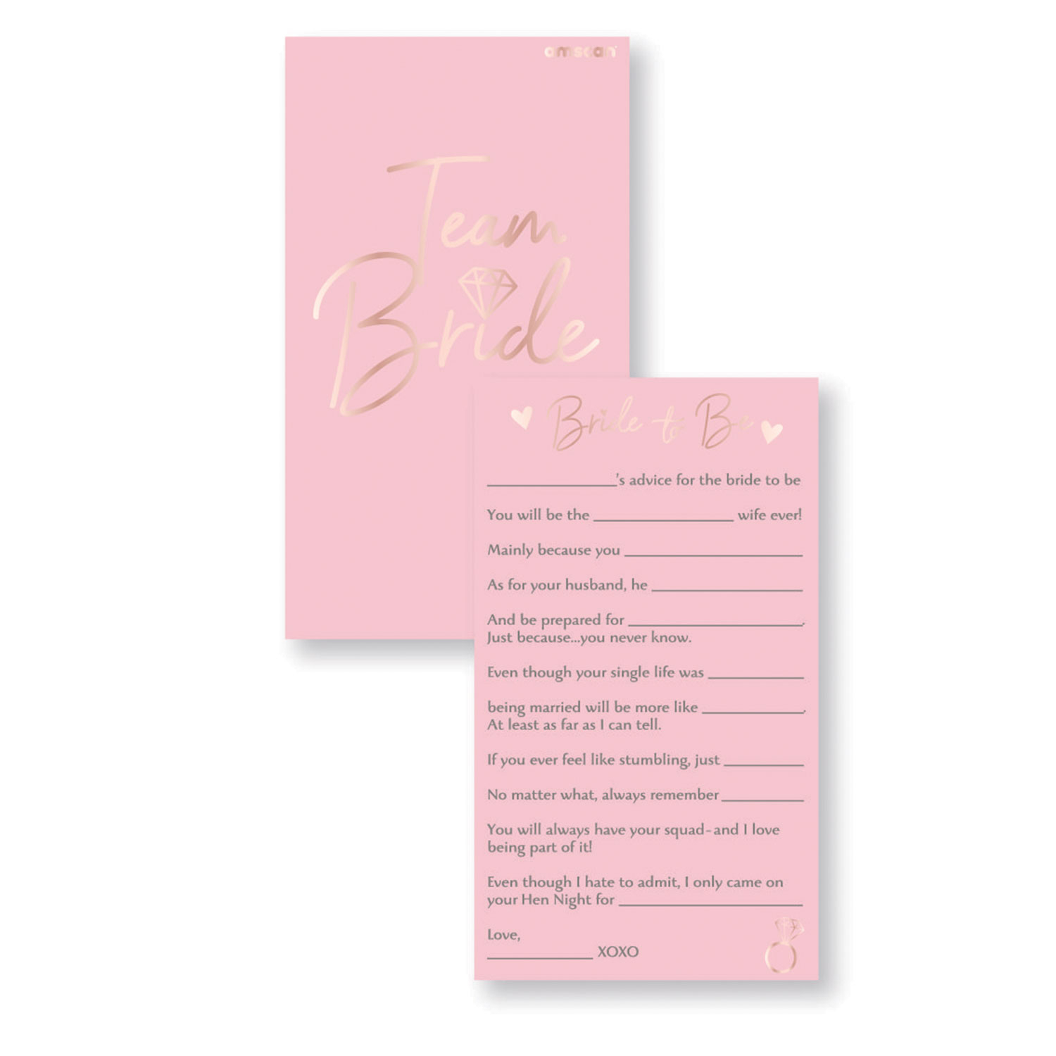 Team Bride Hen's Night Advice Cards 8Pk