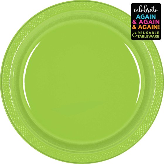 Premium Plastic Plates 26cm 20 Pack - Kiwi