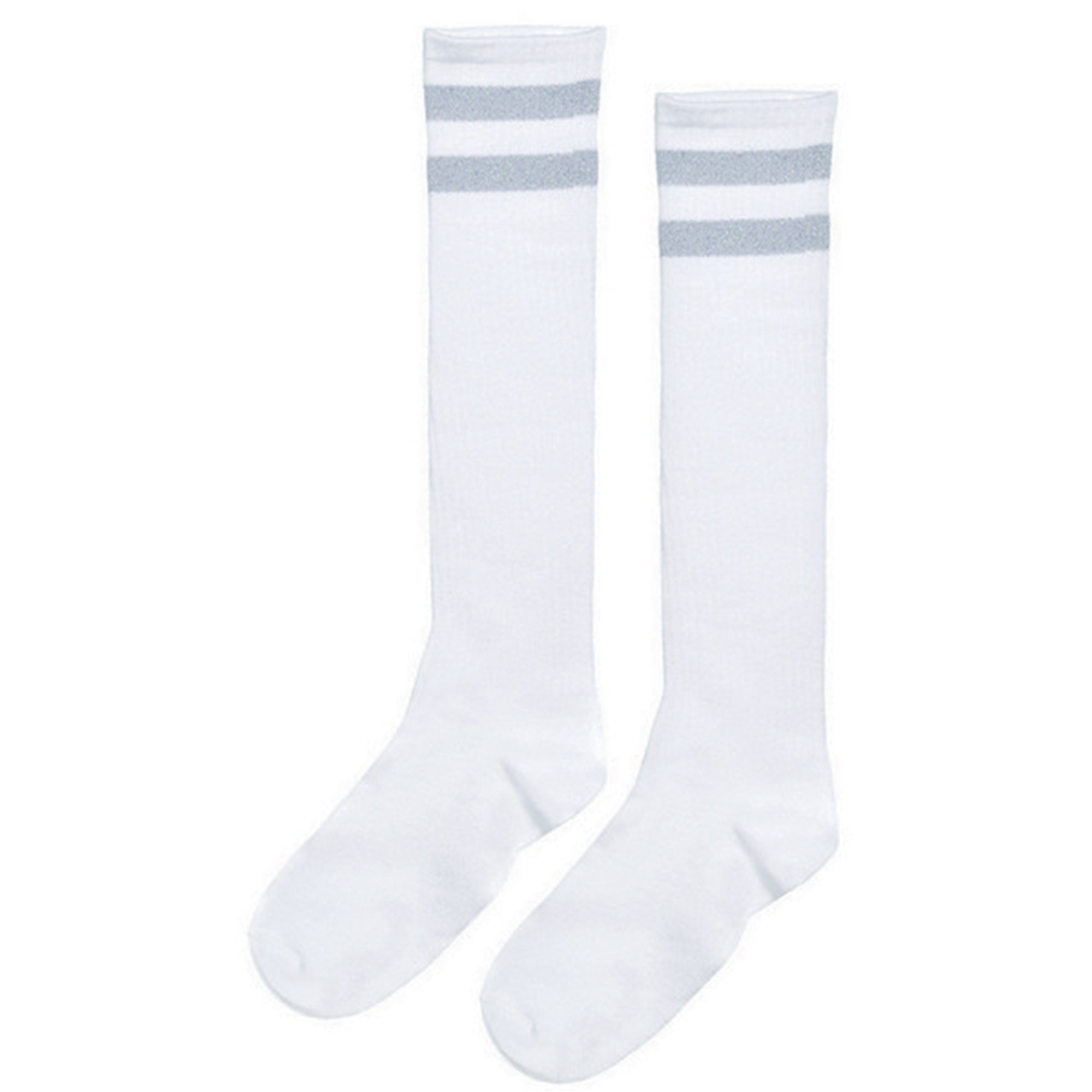 Striped Knee Socks - Silver