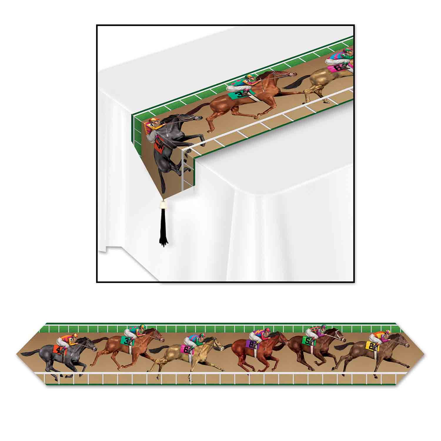 Beistle Horse Racing Table Runner & Tassels 28cm x 1.83m