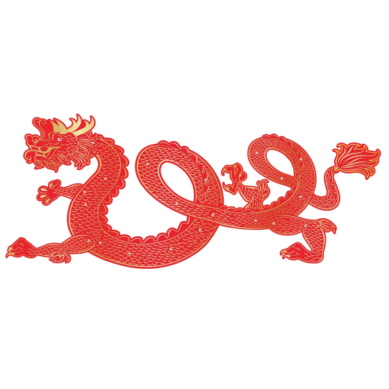Chinese New Year Dragon Jointed Cut Out Foil Hot Stamped : Amscan Asia ...
