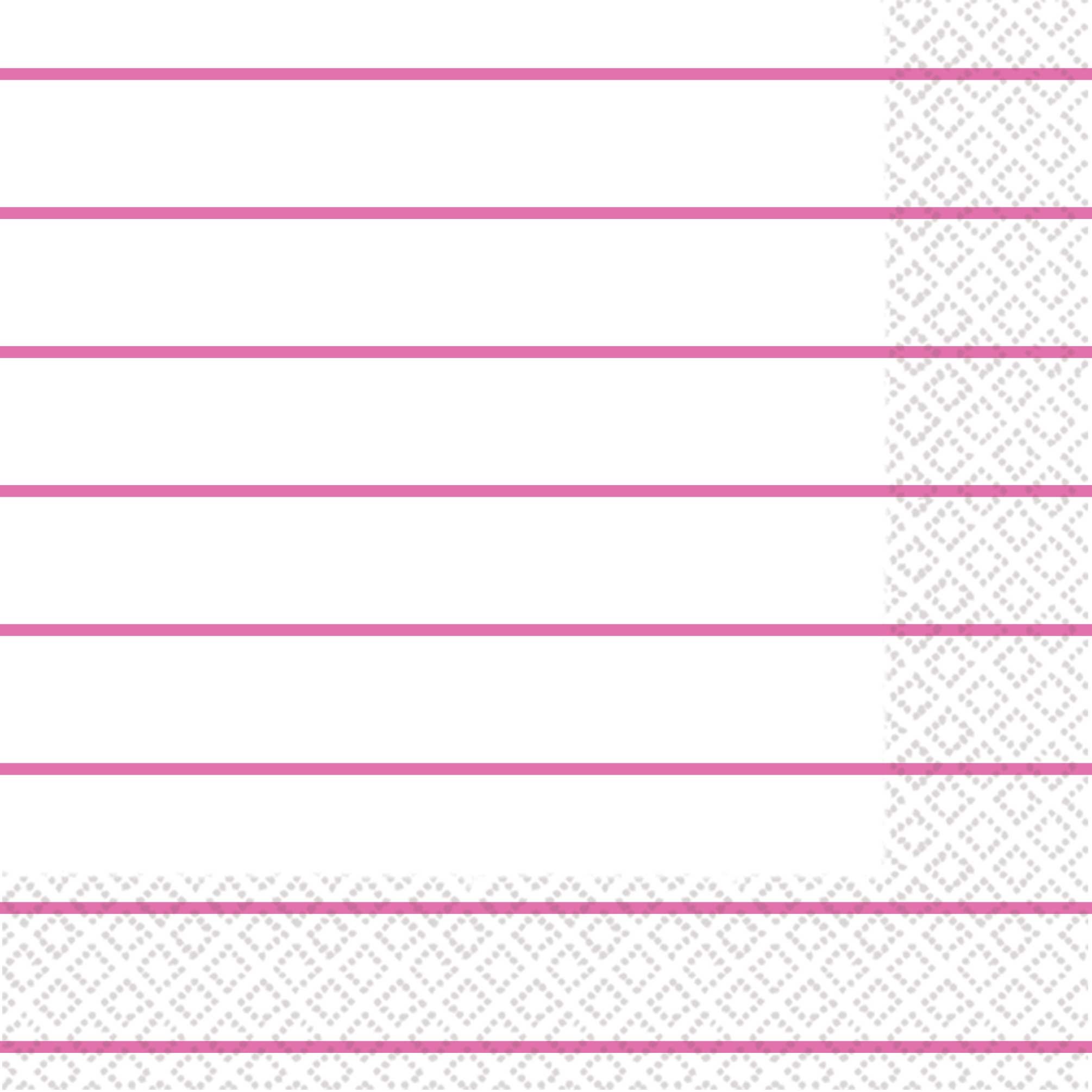 Stripes Lunch Napkins 16 Pack 2 PLY -  Bright Pink