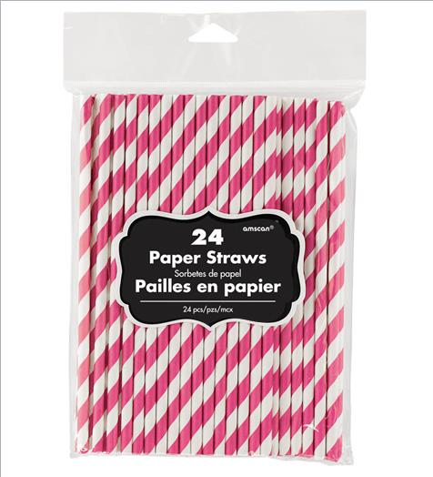 Paper Straws Bright Pink