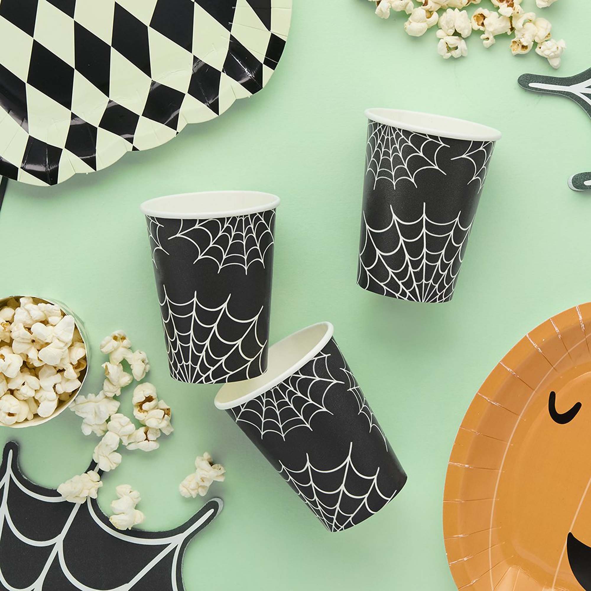 Retro Halloween Cobweb 266ml Paper Cups