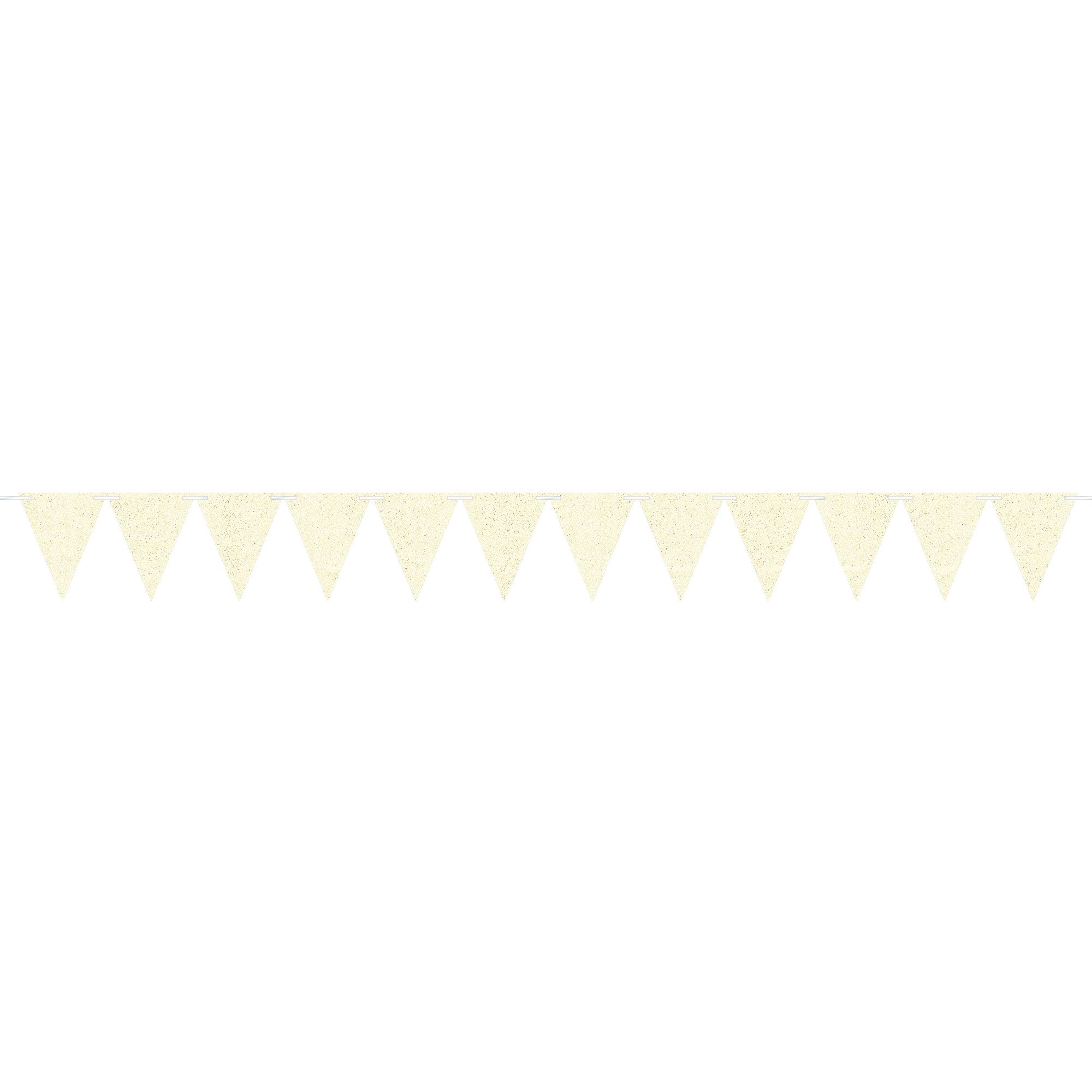 Large Paper Pennant Banner Glittered White Sparkle