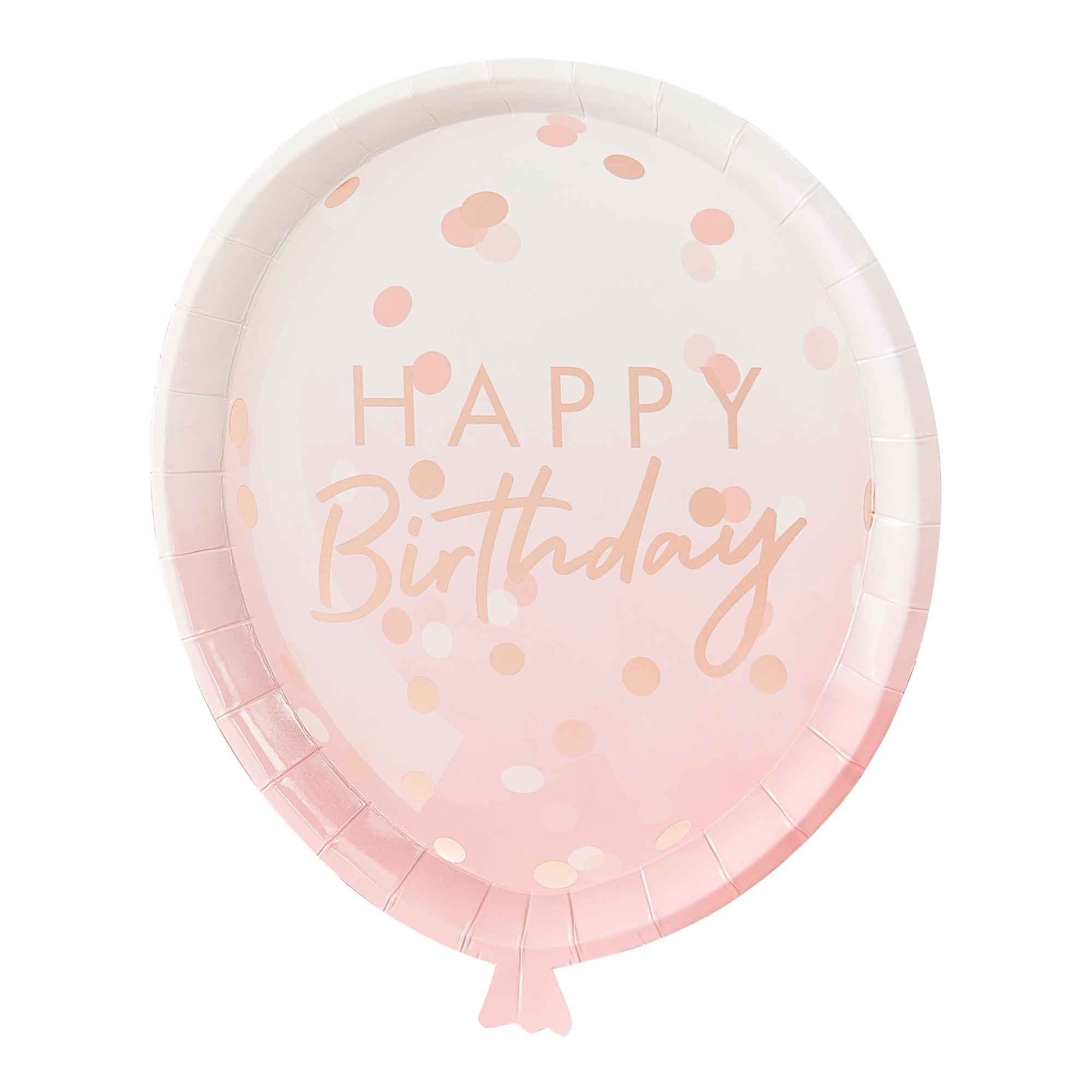Mix It Up Rose Gold Foiled Confetti Balloon Shaped Paper Plates