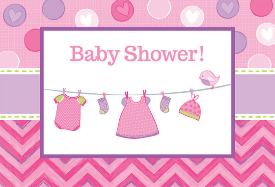 Shower with Love Girl Postcard Invitations