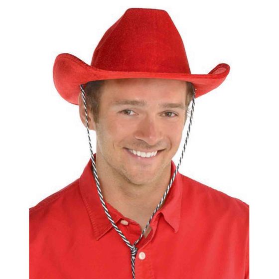 red cowboy hat with fur