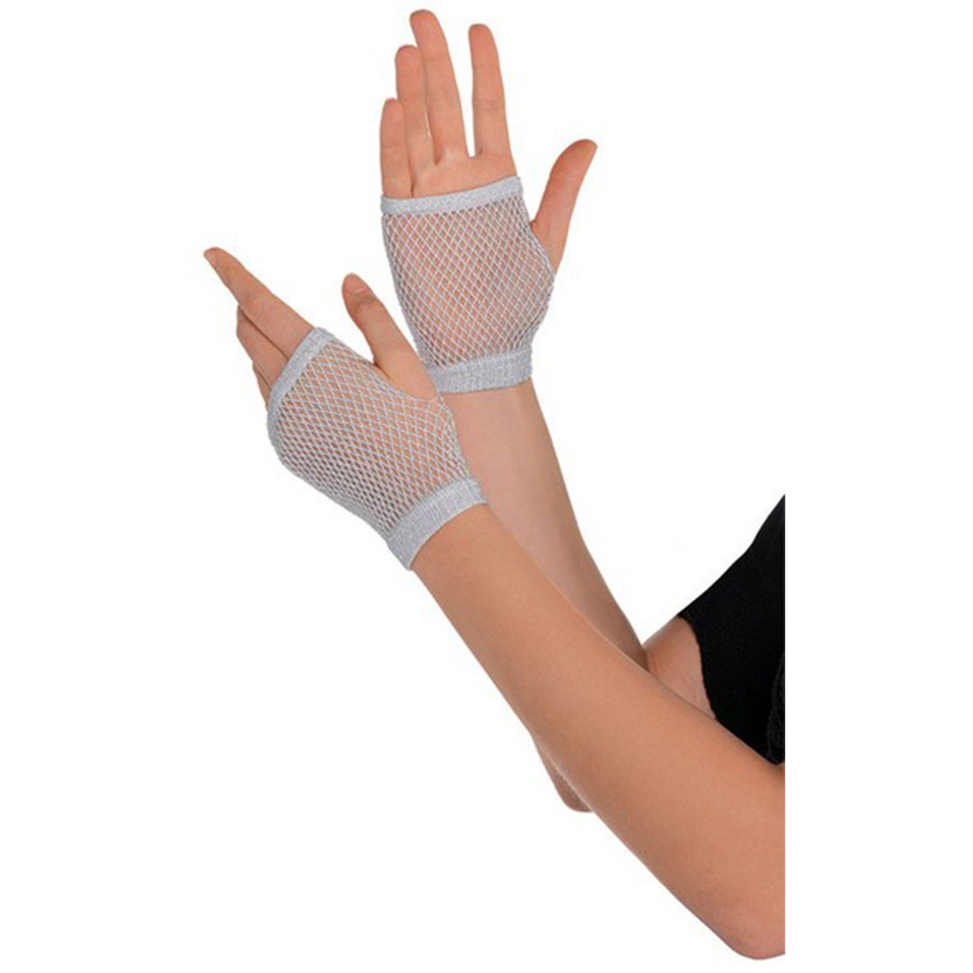 Short Fishnet Gloves - Silver