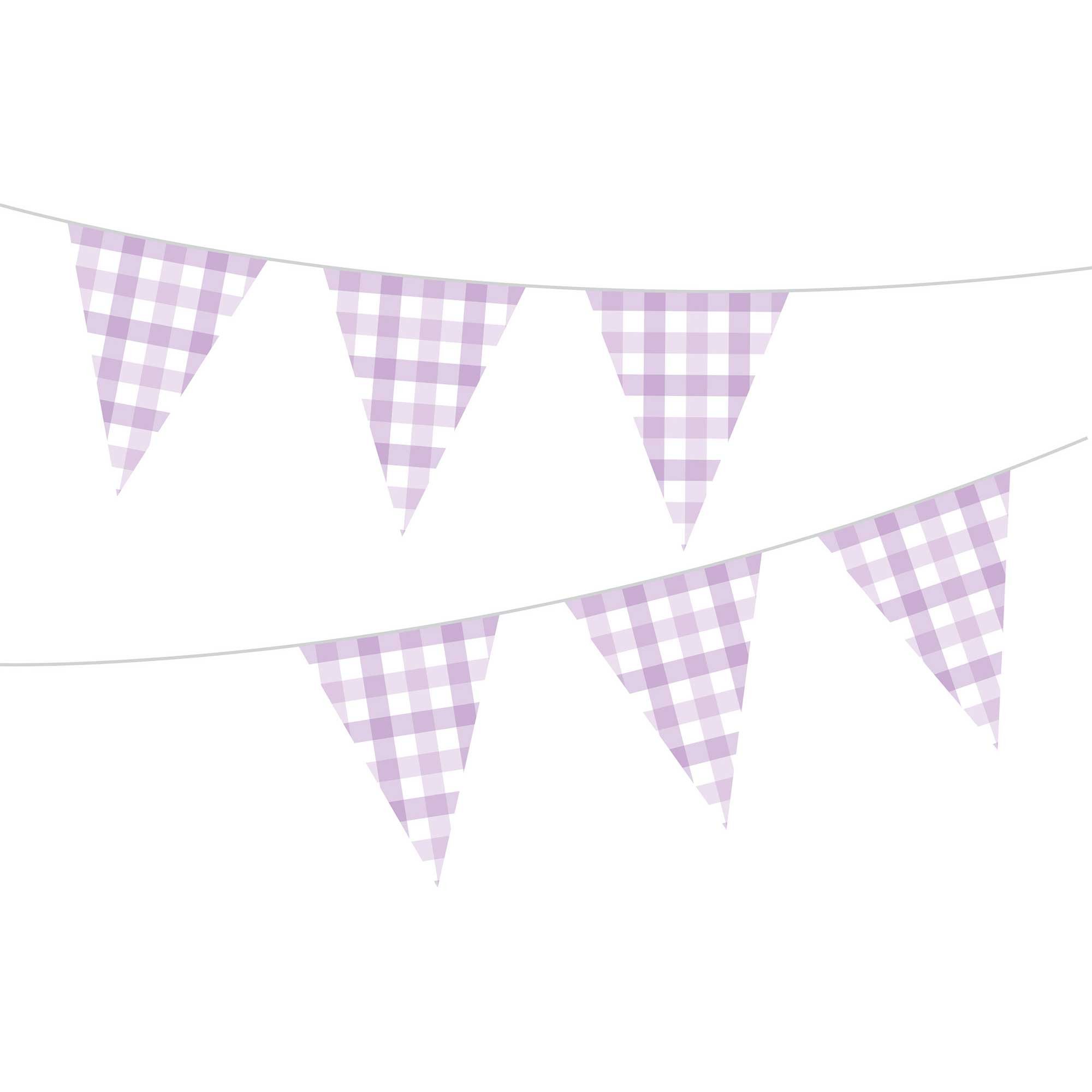 Gingham Paper Bunting Pastel Purple