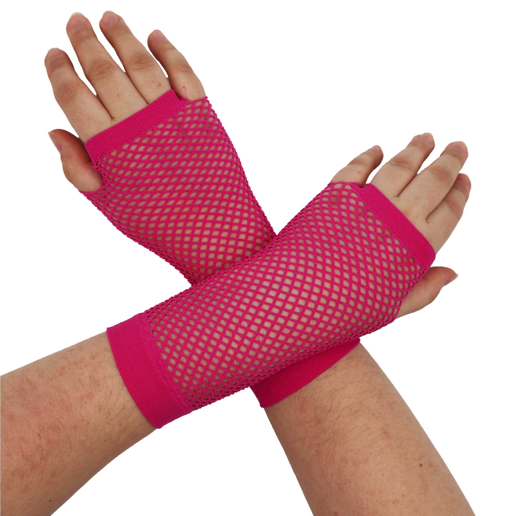 Team Spirit Medium Fishnet Gloves Pink 14+